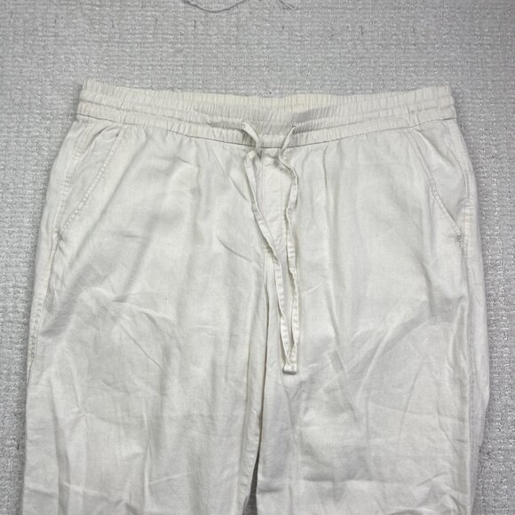 GAP Factory Store Linen Drawstring Pants Women Sz XL Ivory Wide Leg Comfty - Picture 2 of 11
